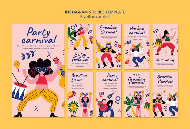Modello di storie instagram carnevale brasiliano
