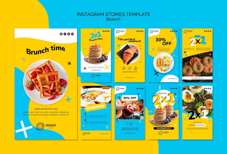 PSD gratuito modello di storie instagram di brunch
