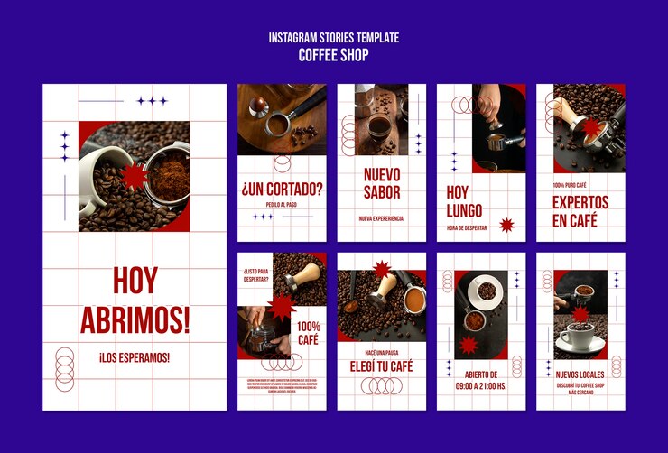 PSD gratuito modello di storie instagram di una caffetteria