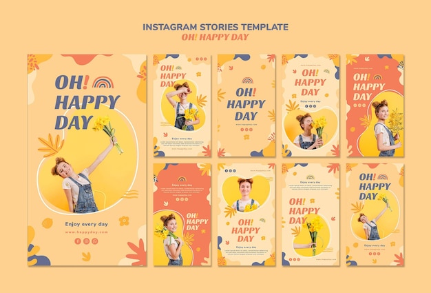Modello di storie Instagram felice giorno