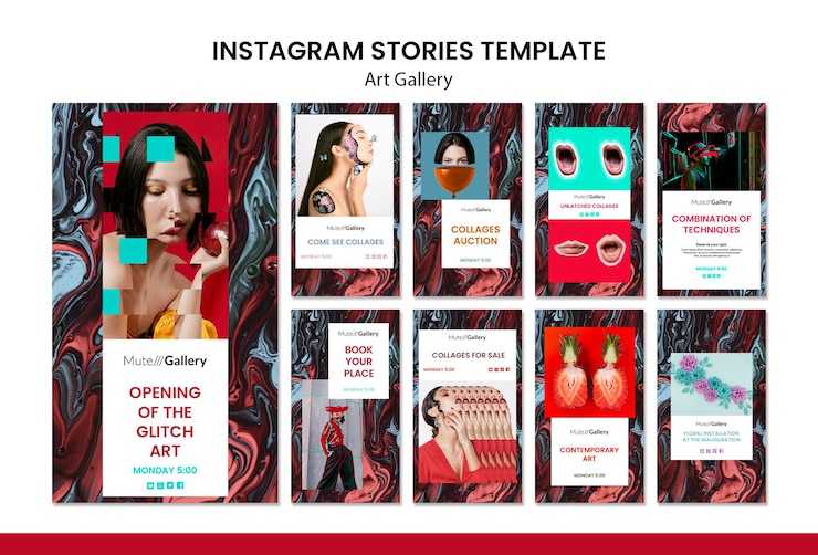 PSD gratuito modello di storie instagram galleria d'arte