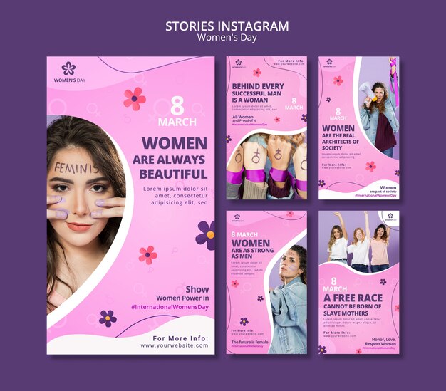 Modello di storie instagram per la festa della donna
