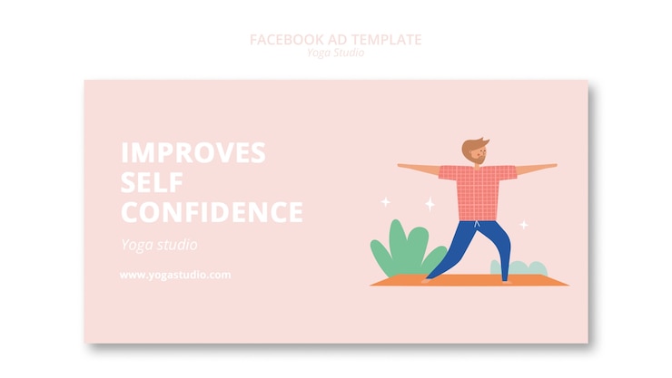 PSD gratuito modello di studio di yoga design piatto