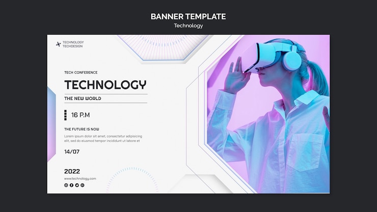 PSD gratuito modello di tecnologia di design piatto