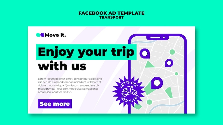PSD gratuito modello di trasporto dal design piatto