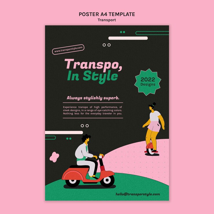 PSD gratuito modello di trasporto ecologico dal design piatto