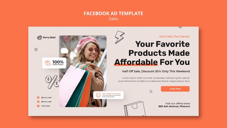 PSD gratuito modello di vendita dal design piatto