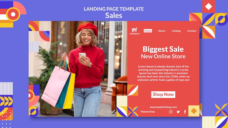 PSD gratuito modello di vendita della pagina di destinazione dal design piatto