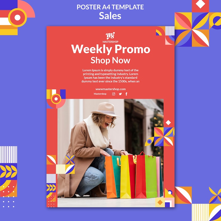 PSD gratuito modello di vendita poster design piatto