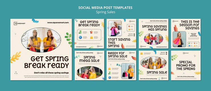 PSD gratuito modello di vendita primavera design piatto