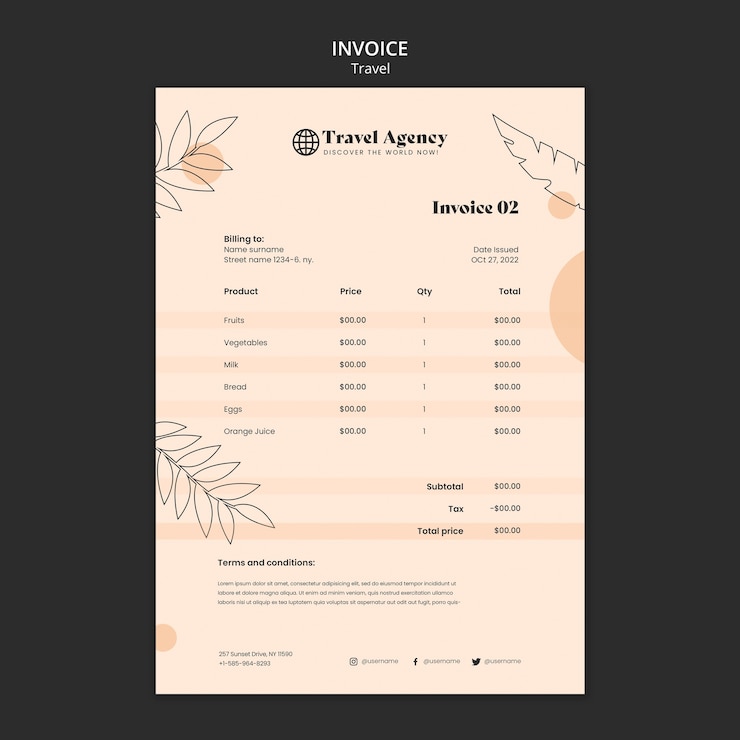 PSD gratuito modello di viaggio dal design piatto