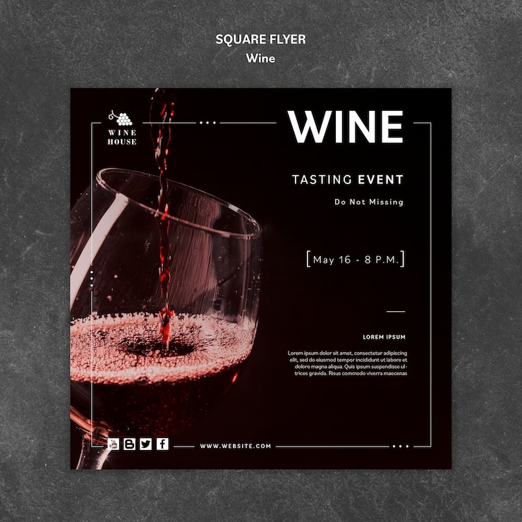 PSD gratuito modello di vino per il concetto di volantino