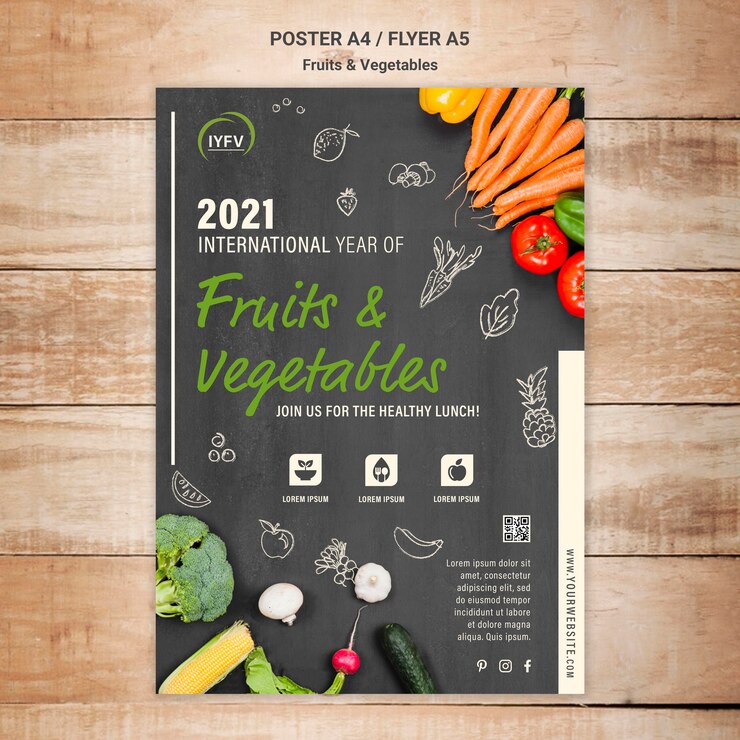 PSD gratuito modello di volantino anno di frutta e verdura
