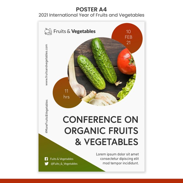 Modello di volantino anno internazionale di frutta e verdura