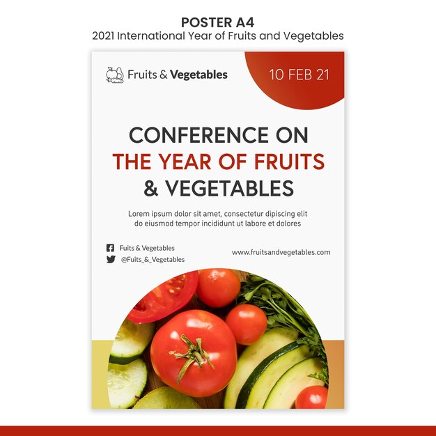 Modello di volantino anno internazionale di frutta e verdura