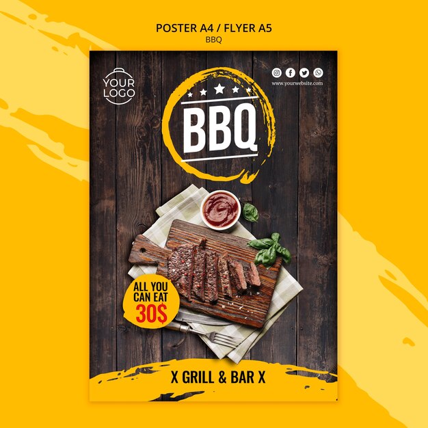 Modello di volantino con design bbq