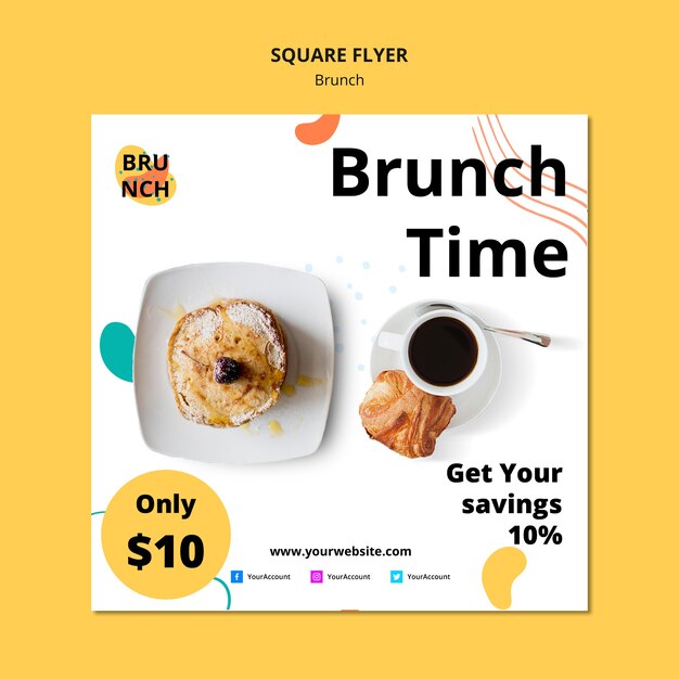 Modello di volantino con il concetto di brunch
