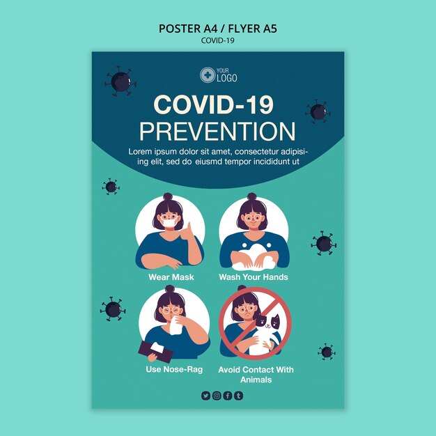 Modello di volantino con tema covid 19
