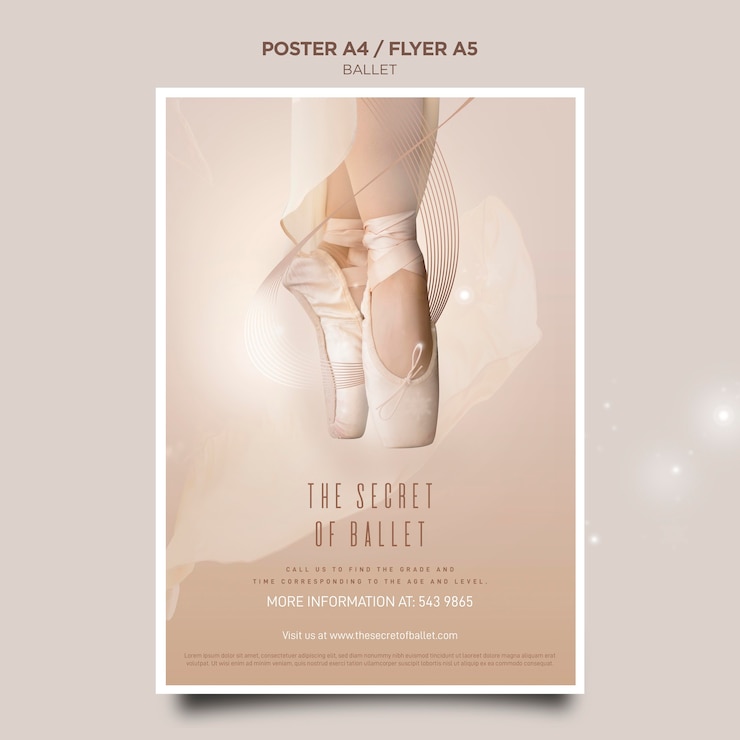 PSD gratuito modello di volantino concetto ballerina