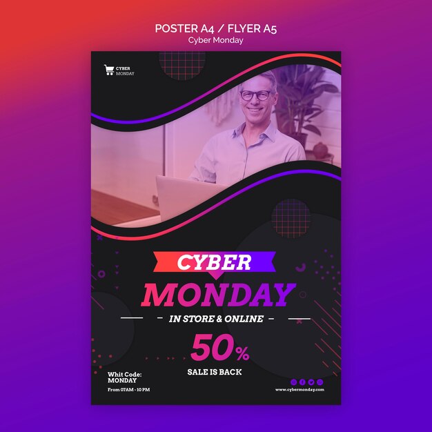 Modello di volantino concetto cyber lunedì