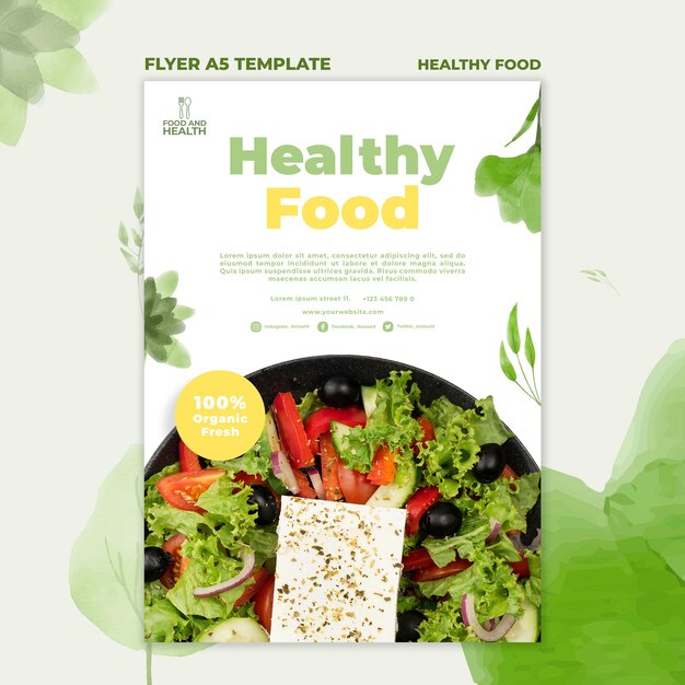 Modello di volantino concetto di cibo sano