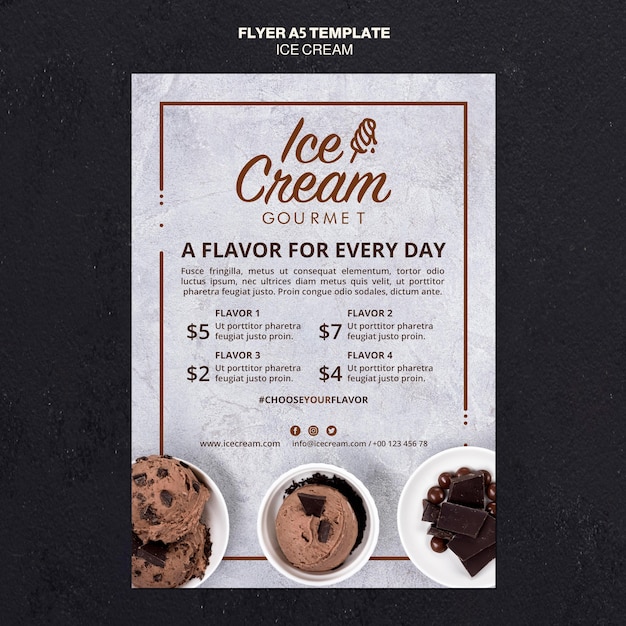 Modello di volantino concetto di gelato
