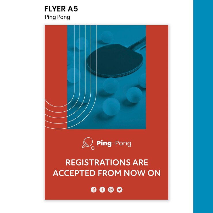 PSD gratuito modello di volantino concetto di ping pong