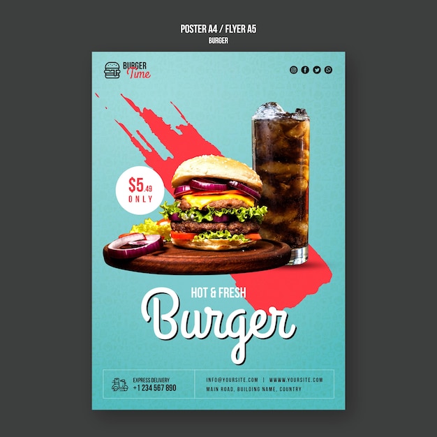 Modello di volantino concetto hamburger