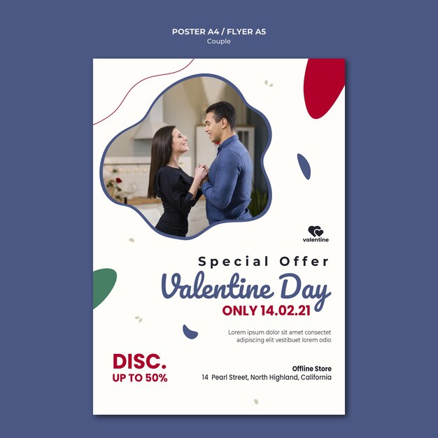 Modello di volantino coppia di San Valentino