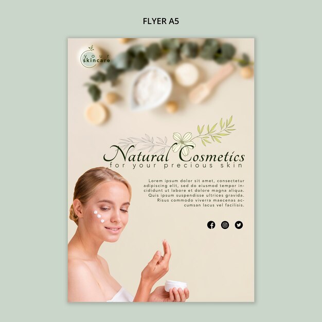 Modello di volantino cosmetici naturali