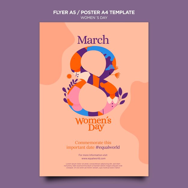 Modello di volantino del giorno delle belle donne illustrato