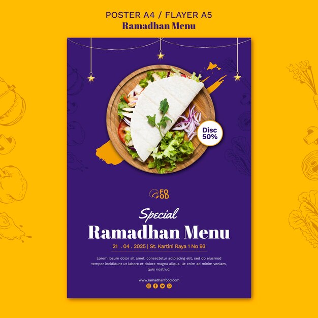 Modello di volantino del menu Ramadhan