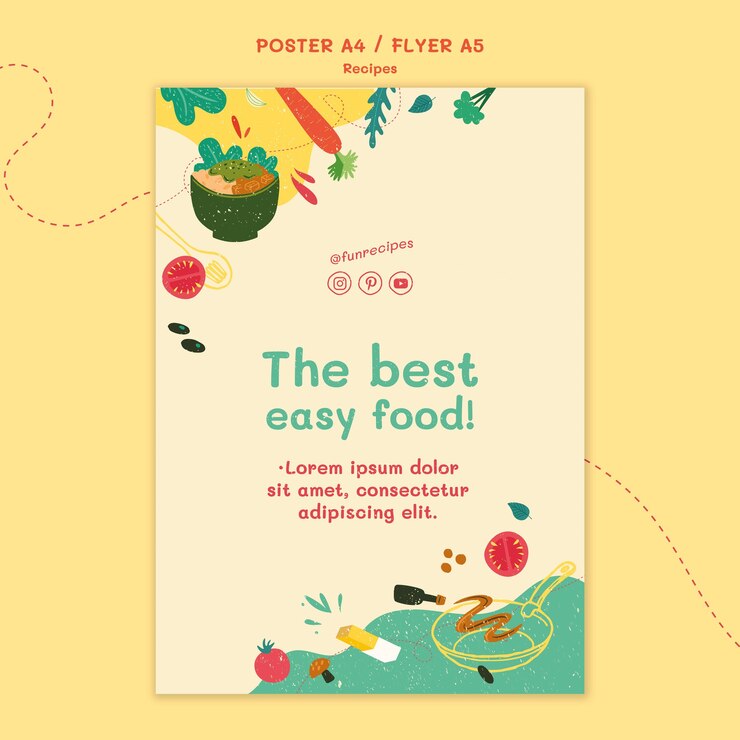 PSD gratuito modello di volantino del sito web di ricette