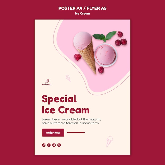 Modello di volantino della gelateria
