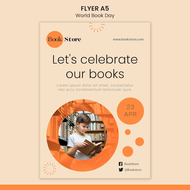 Modello di volantino della giornata mondiale del libro