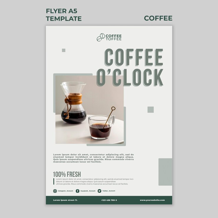 PSD gratuito modello di volantino di caffè in punto