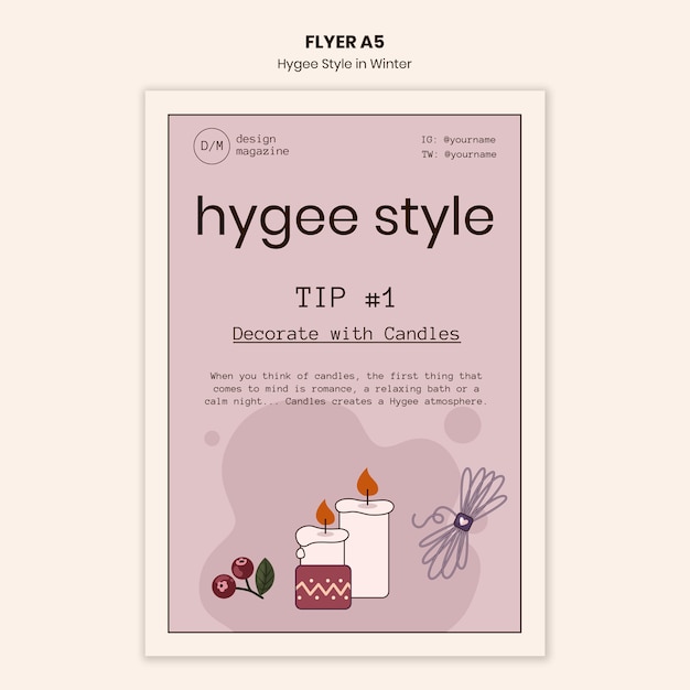 Modello di volantino di decorazione in stile Hygge