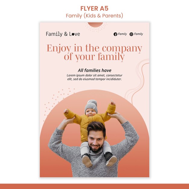 Modello di volantino di design familiare