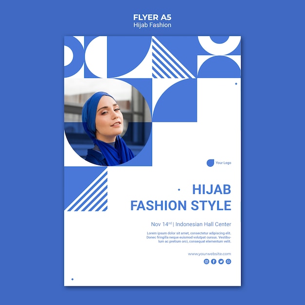 Modello di volantino di moda hijab