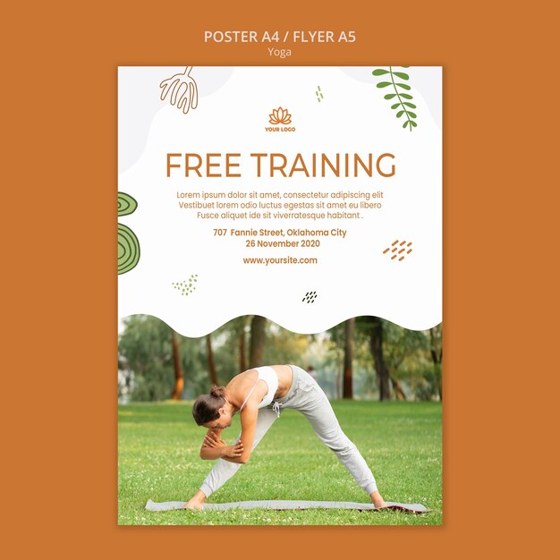 Modello di volantino di posture yoga