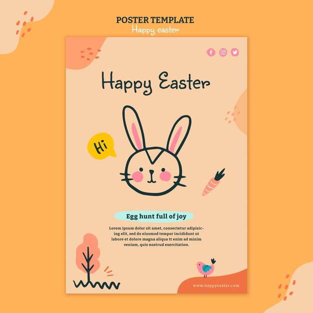 Modello di volantino illustrato felice giorno di pasqua