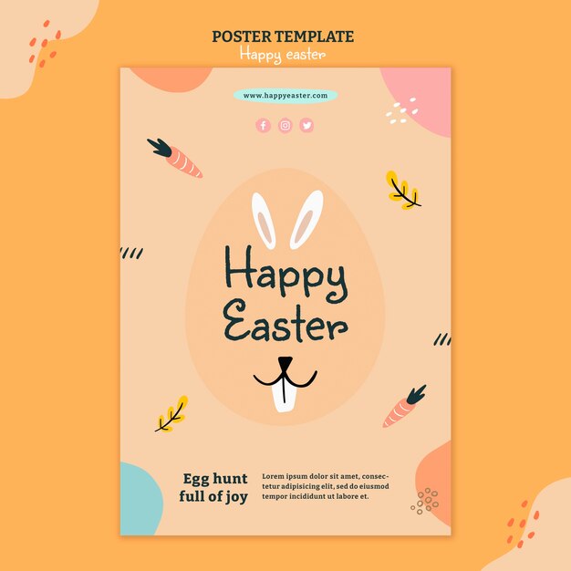 Modello di volantino illustrato felice giorno di pasqua