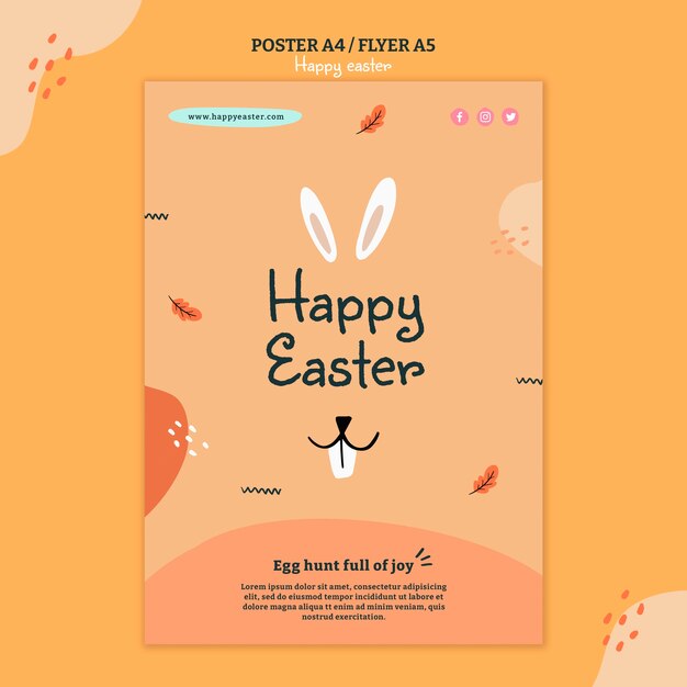 Modello di volantino illustrato felice giorno di pasqua
