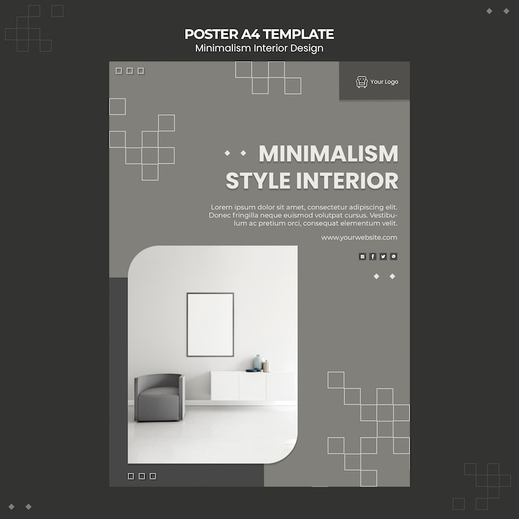 PSD gratuito modello di volantino minimalista di interior design