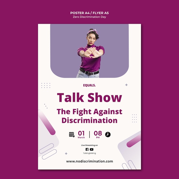Modello di volantino per evento di giorno di discriminazione zero