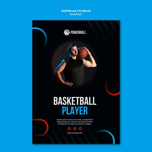 Modello di volantino per giocare a basket