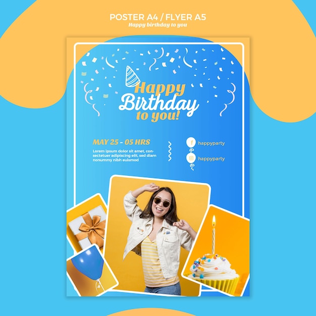 Modello di volantino per il compleanno