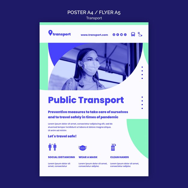 Modello di volantino per il trasporto pubblico