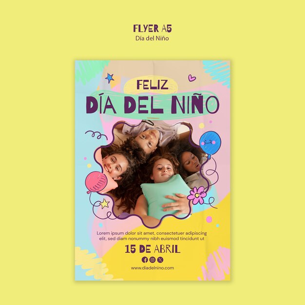 Modello di volantino per la celebrazione del Dia del Nino