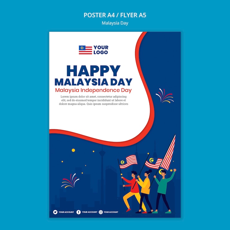 PSD gratuito modello di volantino per la celebrazione dell'anniversario del giorno della malesia